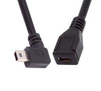 xiwai Mini B USB 5Pin Male to Female Extension Cable Type B 90 Degree Right Angle Charger Cord 30cm for GPS Camera