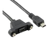 Xiwai Panel Mount Type Mini USB 5Pin Male to Female Extension Adapter Cable with Screws 50cm