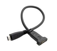 xiwai Type-C Female Cable USB-C USB 3.1 Type C Male to Female Extension Data Cable with Panel Mount Screw Hole