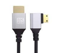 xiwai Ultra Thin HDTV Cable 90 Degree Right Angled Mini HDMI 2.1 Type-A to Type-C 8K 4K Hyper Super Flexible Slim Cord for Camera HDTV 0.5m/1.5ft