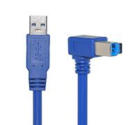 Xiwai USB 3.0 Type A Male to B Male 90 Degree Right Angle Angled Printer Cable Cord Blue