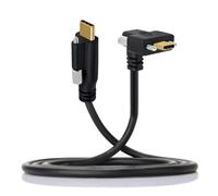 xiwai USB 3.1 Single Screw Type-C Male to USB-C Dual Thumbscrew Locking Up Down Angled 90 Degree 10Gbps Data Cable Panel Mount Type 100cm