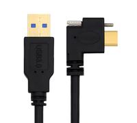xiwai USB 3.1 Type-C Left Right Angled USB C Male Single Screw Locking to USB3.0 Type-A Male High Speed Data Power Cable 90 Degree for Camera 30cm