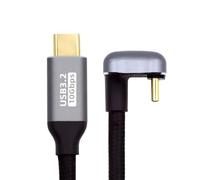 xiwai USB 3.1 USB-C Type C Male to Male Cable 10Gbps Data Transfer, 100W PD Charging Cord 4K 60Hz Video Monitor Cable Opposite U Shape Back Angled with Sleeve for Laptop, Chromebook 3.0M