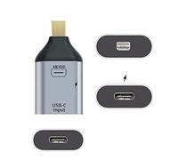 Xiwai USB-C Type C Female Source to Mini Displayport DP Sink HDTV & PD Power Adapter 4K 60hz 1080p for Phone & Laptop