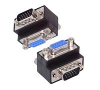 xiwai VGA RGB HDB15Pin Male to Female Top and Bottom Angled Lock Screw Nut Type Extension Adapter for Monitor Displays 2 Pieces