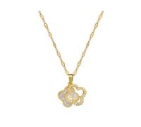 XIWCAFC Four-Leaf Clover Necklace for Women Crystal Pendant 18K Gold Plated Choker Necklaces Cubic Zirconia Lucky Jewellery Gifts for Girls Mum Birthday (White)
