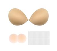 XIWCAFC Push up Bra Invisible Bra for Women,Stick on Bra Reusable Strapless Bra Comfortable Sticky Adhesive Bra with 2 Pack Nipple Covers for Everyday Wearing,Party,Wedding (Color, D)