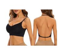 XIWCAFC Push Up Bras for Women Low Back Bra Deep V Neck Plunge Backless Bra Non Wired Seamless Bras Multiway Strap Convertible Bra Lifting Bra (UK, Alpha, S, Regular, Regular, Black S)