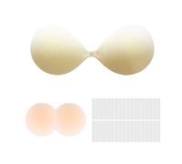 XIWCAFC Push Up Invisible Bra for Women,Stick on Bra Adhesive Bra Reusable Strapless Bra Breathable Sticky Adhesive Bra with 2 Pack Nipple Covers for Everyday Wearing, Party, Wedding (Color, C)