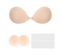 XIWCAFC Stick On Bra for Women Push Up Bra Adhesive Invisible Bra Strapless Adhesive Bra Reusable Sticky Bra Comfortable Backless Bras with 2 Pack Nipplecovers for Partywear Weddings (Color, C)