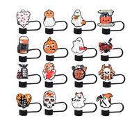 XIWCAFC Straw Covers Toppers for Stanley Cups,Halloween Dustproof Straw Covers Cap,Simple Straw Protector,Reusable Straws Cover Tips Stanley 40/30 Oz Tumbler Accessories (color1*16)