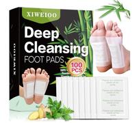 XIWEIOO 100 Pack Foot Pads, Ginger Oil Bamboo Charcoal, Foot Care Patch Message Deep Cleansing for Stress Relief, Better Rest, Feet Health Patches, Better for Sleep Quality Relaxing Muscles