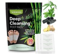xiweioo 50 Pack Foot PadsNatural Ginger Wormwood Bamboo Vinegar Foot Care Patch for Better Sleep Set Relaxing For You Muscles Kit Message Deep Cleansing Ginger Oil & Bamboo Charcoal Premium