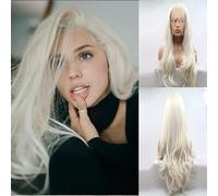 Xiweiya 60# Platinum Blonde Wig Long Body Wavy White Blonde Lace Front Wig Natural Hairline150% Density Hair -reparement Wig Heat Resistant Fiber Half Hand Tied for Women Drag Queen 24inch