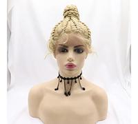 xiweiya Braided Wig Blonde Double Dutch Braided Wig 8xTwist Ponytail Braids 100% Hand Braiding Honey Blonde French Braids Afro Box Braid Cornrow Braid for Halloween Drag Queen 22inch