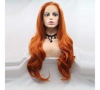 xiweiya Ginger Lace Front Wig Long Curly Wavy13x4 Lace Synthetic Ginger Red Lace Front Wig Natural Red Orange Hair Glueless Wig Heat Resistant Fiber Half Hand Tied 24Inch for Women, Drag queen Wear