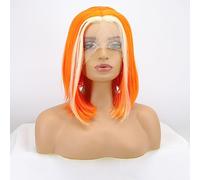 xiweiya Ginger Lace Front Wig mixed Blonde Wig Short Cut SyntheticGinger Red Lace Front Wig Middle Part Heat Resistant Fiber Hair for Women 14inch