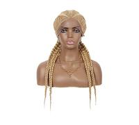 Xiweiya Hand-Made Braided Synthetic Lace Front Box Braided Wig With Baby Hair for Women - Dutch Braids, Blonde, Cornrow Braids