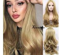 Xiweiya Honey Blonde Synthetic Lace Front Wig - Long Wavy Wig for Women - Heat Resistant - 24 Inches