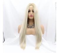 xiweiya Light Blonde Mixed Wig - Ombre Blonde Natural Wavy Synthetic Wig - Heat Resistant, Glueless, High Density, 24 inch