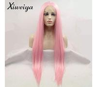 Xiweiya Light Pink Synthetic Lace Front Wig Long Silky Straight Lace Front Wigs Soft Baby Pink Smooth Lace Wig Natural Hairline Wig Heat Resistant Fiber for Women 24inch