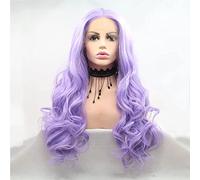 xiweiya Lilac Purple Lace Front Wigs for Women Soft Wavy Lavender Purple Hair Wig with Natural Hairline Realistic Mix Color Long Purple, 24