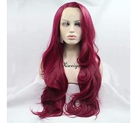 Xiweiya Long Burgundy Red Lace Front Wig Side Part Wine Red Synthetic 13x3 Lace Front Wigs Glueless Wig Heat Resistant Fiber Wigs 180% Density Hair-replcement for Women 26inch