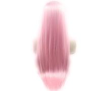 Xiweiya Long Silky Straight Pink Lace Front Wig Light Pink Synthetic Lace Front Wig Middle Part Heat Resistant Fiber for Women