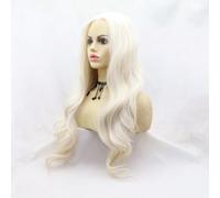 xiweiya Long Wavy Platinum Blonde Wig 13x3 Lace Wig Synthetic White Lace Front Wigs Blonde Hair Middle Part Natural Hairline Heat Resistant Fiber 24inch 180% Density Half Hand Tied For Women