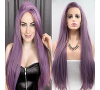 Xiweiya Mixed Purple 13*4 Lace Front Wig For Women Long Straight Light Purple Wig Side Part Lavender Purple Lace Front Wig Heat Resistant Fiber 180% Density Wig For Women 24inch