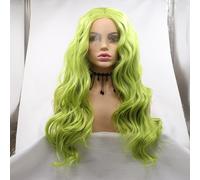 Xiweiya Olive Green Curly Lace Front Wig Long Wavy Grass Green Lace Front Wigs Natural Looking Half Hand Tied Wigs Heat Resistant Fiber Hair Drag queen Christmas wig 24 inches
