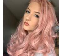 xiweiya Pink Blossom Lace Front Wigs Rose Golden Wig Mermaid Long Wavy Synthetic Peach Lace Front Wigs Heat Resistant Fiber Wig 150% Density Hair For Women 24inch