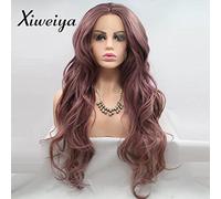 xiweiya Purple Wavy Lace Front Wigs Long Body Wave Ash Red Wigs Natural Hair Wigs Heat Resistant Fiber Hair 180% Density Wig 13x3 Lace Wig Drag Queen Cosplay Daily Wear wigs 24inches for women