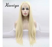 Xiweiya Synthetic Blonde Lace Front Wig - Long Straight Soft Blonde Wig with Heat Resistant Fiber - 24 Inch