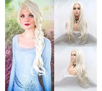 Xiweiya White Blonde Long Hair Synthetic Lace Front Wigs Body Wave Hair White Queen Hairstyle Cosplay Wigs Heat Resistance Hair High Density Wig for Women 24inch