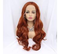 Xiweiya Wig 350# Ash Copper Red Wig Synthetic lace front Wig Long Body Wavy with Heat Resistant Fiber Drag Queen Red Brown Little Mermaid Hair Replacement Wig 24 inch