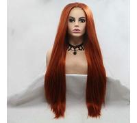 Xiweiya Wig 360# Long Yaki Straight Wigs For Women Hair U Part Lace Wigs Copper Brown Red Wigs Synthetic Lace Front Wig Heat Resistant Fiber Long Hair Wig High Density Middle Parting