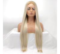 Xiweiya Wigs Long Blonde Wigs Synthetic Blonde Lace Front Wigs T Lace Wigs Ombre Long Silky Straight Wigs For Women Hair Heat Resistant Fiber Blonde Hair Wigs