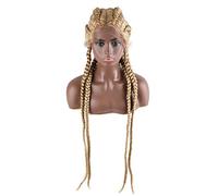 Xiweiya Wigs Long36"Blonde Braided Wigs Synthetic Lace Front braid Wig 360 Lace Wig For Black Women Full Hand-made 4Braid Wig With Baby Hair Box Braid Cornrow Braiding