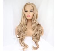 xiweiya Wigs Medium Blonde Lace Front Wigs 13 * 3 Lace Natura Hairline Chestnut Hair Color Long Body Wavy Heat Resistant Fiber Glueless Beige Wigs for Women