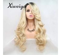 Xiweiya Wigs Synthetic Blonde Lace Front Wigs For Women Hair Long Blonde Wave Wigs Heat Resistant Fiber Hair Wigs Ombre Blonde Wigs With Dark Root