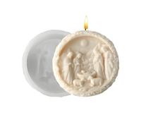 Xiwhuua Nativity Scene Mold - Jesus Birth Gypsum Moulds | 3D Round Christmas Mold Easy Release Silicone for Wax Resin Baking Plaster Gypsum Fondant Candle Chocolate Crafting Projects