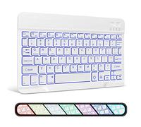 XIWMIX Ultra-Slim Wireless Bluetooth Keyboard - 7 Colors Backlit Portable Keyboard for iPad Air/Pro/11th/10th/9th/8th/7th/6th/Mini/Galaxy Tablet & More iOS Android Windows Deivces, White