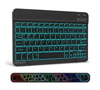 XIWMIX Ultra-Slim Wireless Bluetooth Keyboard - 7 Colors Backlit Portable Rechargeable Keyboard for iPad Air/Pro/11th/10th/9th/8th/7th/6th/Mini/Galaxy Tablet & More iOS Android Windows Deivces, Black