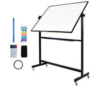 XIWODE Large Mobile Double-Sided Revolving Whiteboard, 150 x 90cm, Stable Dry Erase Board on Wheels, Office Classroom Portable Easel with Black Stand