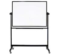 XIWODE Large Mobile Double-Sided Revolving Whiteboard, 180 x 90cm, Dry Erase Board on Wheels, Office Classroom Portable Easel with Black Stand