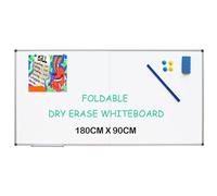 XIWODE Magnetic Dry Erase Board, 180 x 90cm, Large Foldable White Board with Aluminium Frame, Wall Mounted Folding White Board for Home School Office