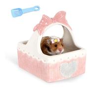 xixi-home Sand Bath for Syrian Hamster Dwarf Hamster Bathroom with Handle,Large Hamster Sand Bath with Sand Shovel Sand Bath House for Gerbil Dwarf Guinea Pig Rat Small Animal (Pink)
