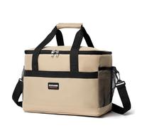 XIXIAMI Large Cooler Bag 33L Insulated Picnic Bag Food Storage Bag Cooling Bag Foldable Cool Bag Outdoor Drinks Cooler for Camping/Picnic/Fishing/Beach Party/BBQs-Khaki